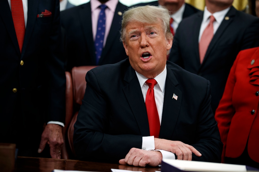 President Donald Trump makes a statement on the possible government shutdown before signing criminal justice reform legislation in the Oval Office of the White House, Friday, Dec. 21, 2018, in Washington. (AP Photo/Evan Vucci)