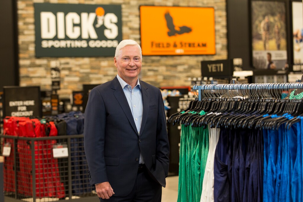 (Photo by Scott Dalton/Invision for DICK'S Sporting Goods/AP Images) In this Oct. 18, 2016, photo, Chairman and CEO of DICK'S Sporting Goods Edward W. Stack poses for a photo as he visits a new store at the Baybrook Mall in the Houston. Stack is issuing a letter Wednesday, Feb. 28, 2018, about his decision to end the sale of assault-style weapons and high-capacity magazines at stores.