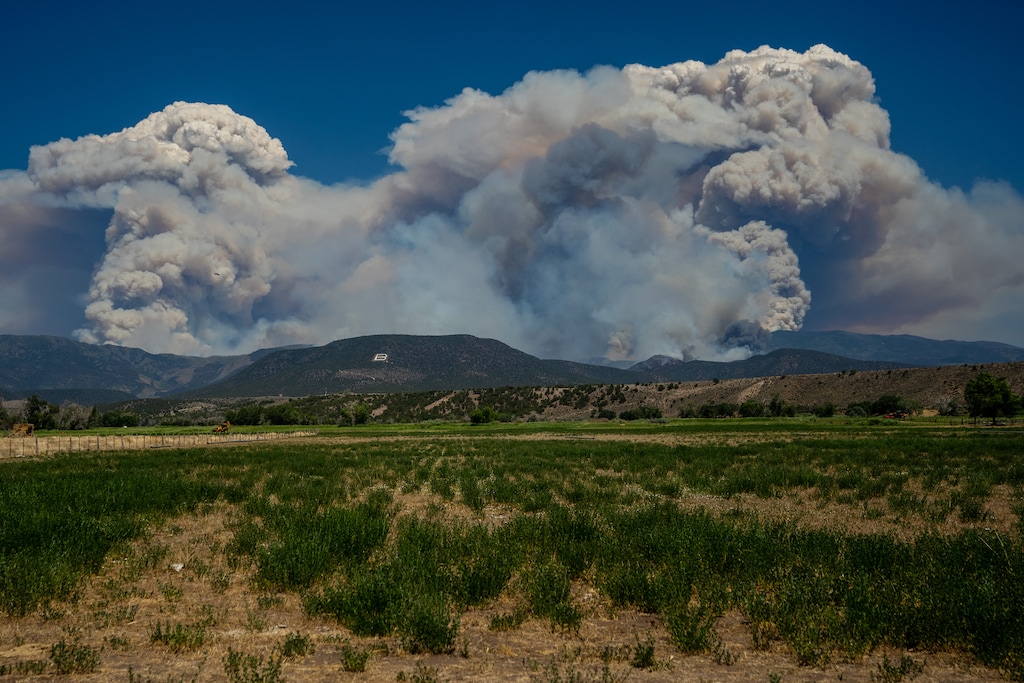 (Trent Nelson  |  The Salt Lake Tribune) The Cottonwood Fire burns east of Beaver on Tuesday, June 23, 2026.