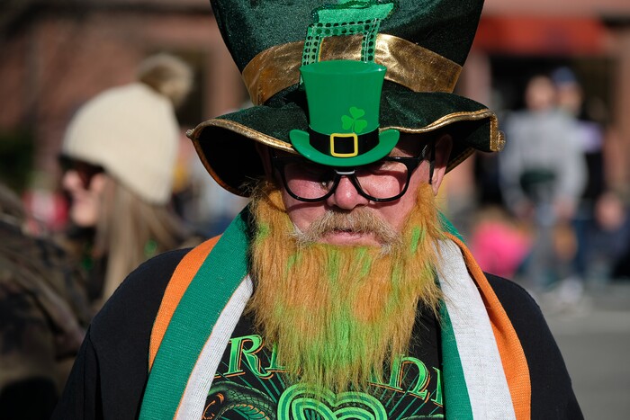 (Francisco Kjolseth | The Salt Lake Tribune) Roger Chase gets into the spirit for the 41st annual St. PatrickÕs Day Parade in Salt Lake City, on Saturday, March 16, 2019.