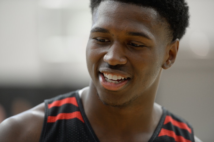 (Francisco Kjolseth  |  The Salt Lake Tribune)  Donnie Tillman speaks with the media as the Utah men's basketball program begins fall practices with a fairly new roster of players on Friday, Sept. 29, 2017.