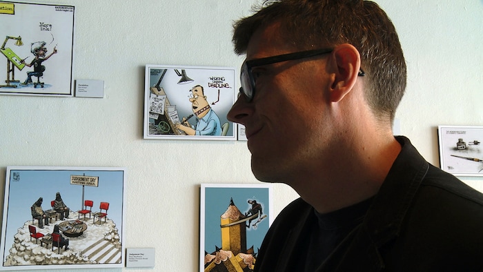 (Pablo Bryant | courtesy Slamdance Film Festival) Dwayne Booth, who draws political cartoons under the name Mr. Fish, is the subject of "Mr. Fish: Cartooning From the Deep End," one of the eight documentaries in competition at the 2018 Slamdance Film Festival.