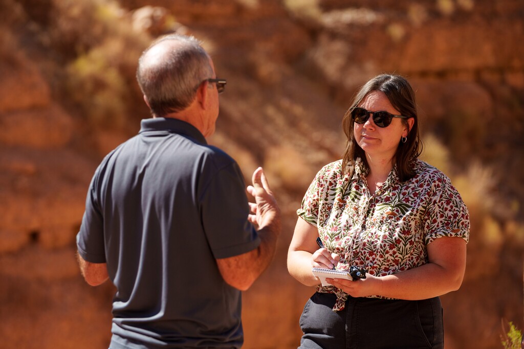 (Trent Nelson  |  The Salt Lake Tribune) Brooke Larsen on assignment at the Quail Creek Diversion Dam Project in Virgin on Tuesday September 16, 2025.