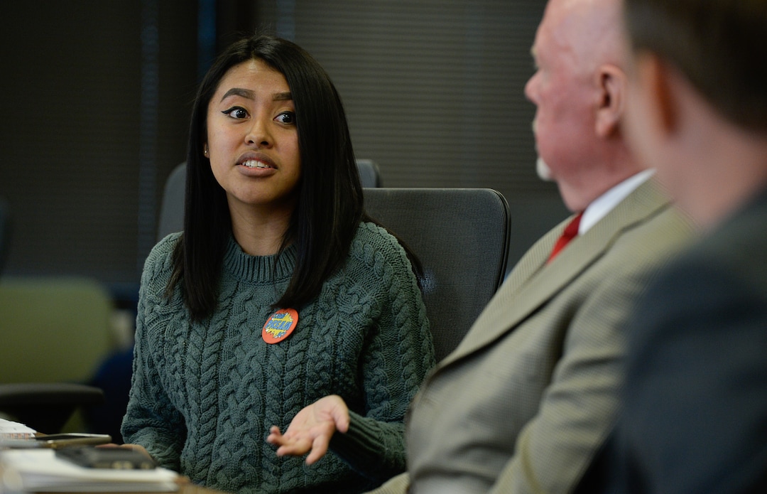 (Francisco Kjolseth  |  The Salt Lake Tribune)  Ciriac Alvarez Valle, a local DREAMer who was brought to the U.S. at the age of 5, just graduated from the University of Utah with a degree in political science and sociology. Valle now age 22, is urging leaders to find a solution for the thousands of Deferred Action for Childhood Arrivals (DACA) kids like herself. World Trade Center Utah hosted an immigration roundtable on Wed. Dec. 6, 2017, with community leaders to discuss how immigrants contribute to the Utah economy. 