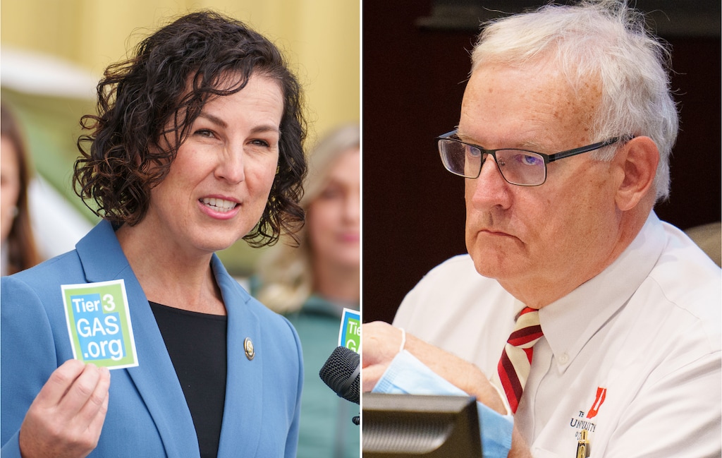(The Salt Lake Tribune) Suzanne Harrison, left, and incumbent Richard Snelgrove, candidates for the Salt Lake County Council At-large 'B' seat.