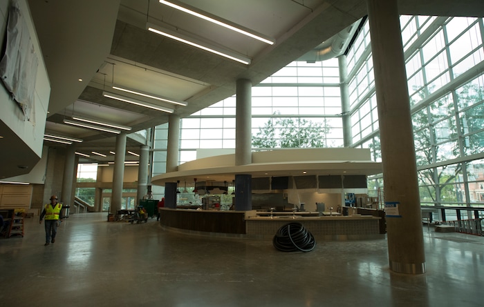 (Rick Egan  |  The Salt Lake Tribune)  New dining area, on the main concourse in the Vivint Smart Home Arena, It should be finished in one more week. Friday, September 15, 2017.


