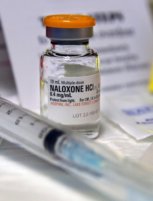 (AP file photo) A small bottle of the opiate overdose treatment drug, naloxone, also known by its brand name Narcan, displayed at a clinic in Atlantic City, N.J., in 2014. Since a 2016 standing order issued by the Utah Department of Health, pharmacists have dispensed thousands of doses of the life-saving drug without needing a prescription.
