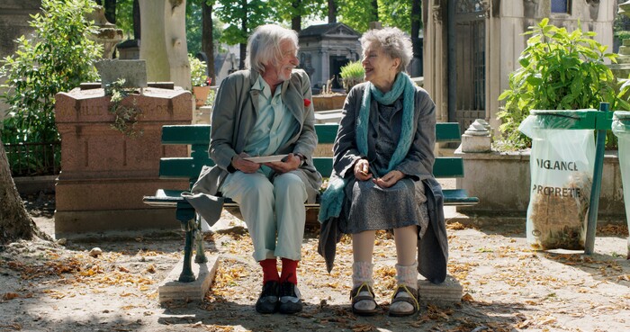 (Courtesy  |  Oscilloscope Films) Martha (Emmanuelle Riva, right), an elderly Parisian, has a happy reunion with an old friend, Norman (Pierre Richard), in the comedy "Lost in Paris," directed and written by the film's stars, Dominique Abel and Fiona Gordon.