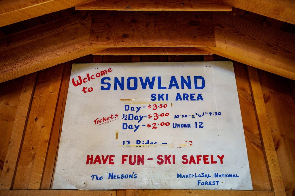 (Trent Nelson  |  The Salt Lake Tribune) Signs in the Nelson Lodge at Snowland ski area in Fairview Canyon on Tuesday, Aug. 12, 2025.