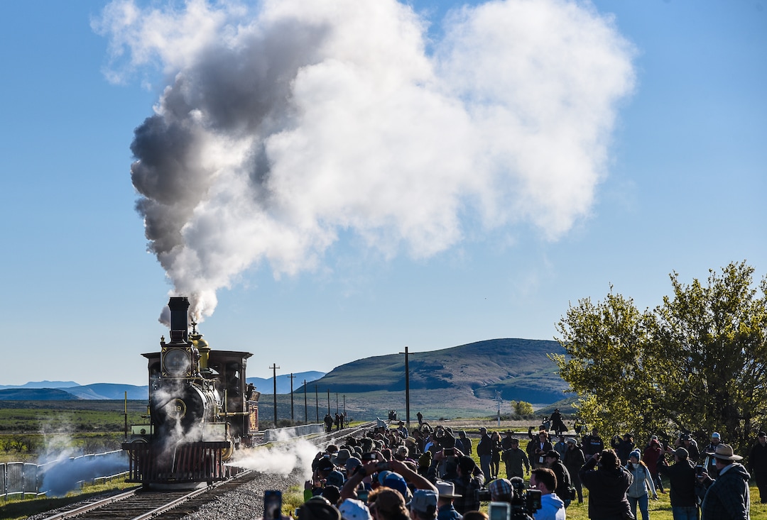 (Francisco Kjolseth  |  The Salt Lake Tribune)  The Jupiter and No. 119 arrive on Friday May 10, 2019, for the celebration of the 150th anniversary of the completion of the transcontinental railroad at Promontory Summit where the two rails met back on May 10, 1869.
