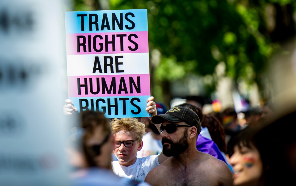 (Isaac Hale | Special to The Tribune) Attendees march down 900 South near Liberty Park during the Rainbow March and Rally held in Salt Lake City as part of Utah Pride Week on Sunday, June 6, 2021.