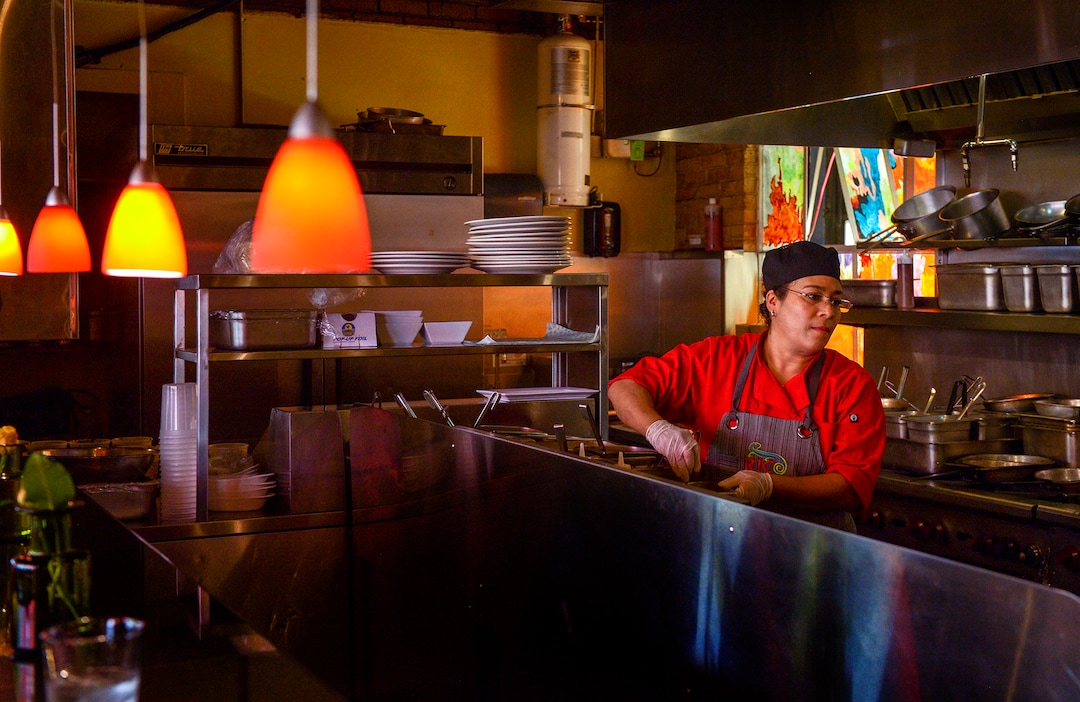 (Leah Hogsten  |  The Salt Lake Tribune) Chef Veronica Valdez prepares lunch at Rico Cocina y Tequila Bar, formerly Frida Bistro.