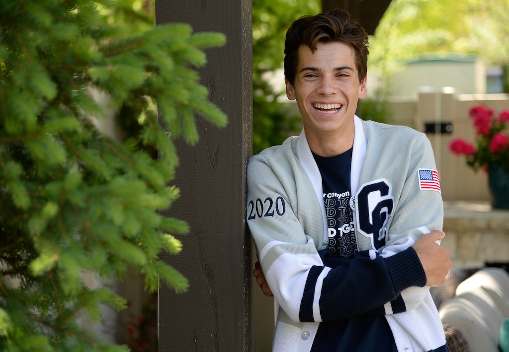 (Francisco Kjolseth | The Salt Lake Tribune) Ty Easton, a senior at Corner Canyon in Draper has faced a tough challenge, not only with the coronavirus but a battle with a rare form of cancer, fighting through to graduate this year and plans to attend BYU.