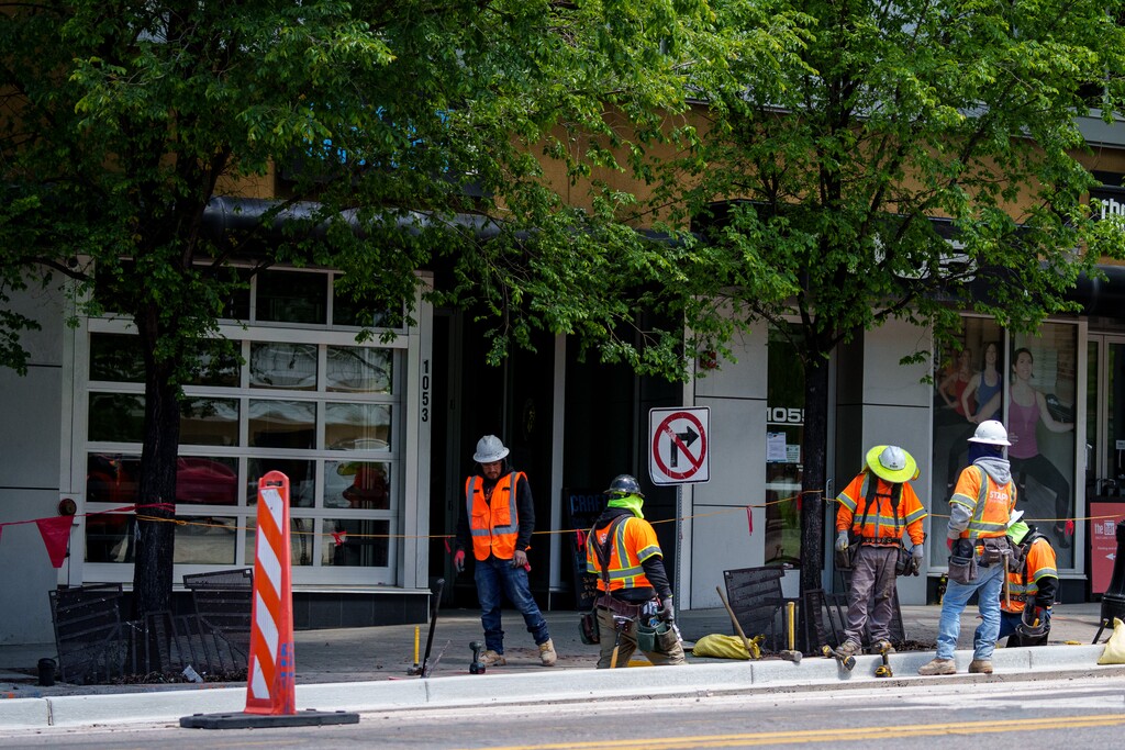 (Trent Nelson | The Salt Lake Tribune) Road construction continues in Sugar House on Thursday, May 23, 2024.