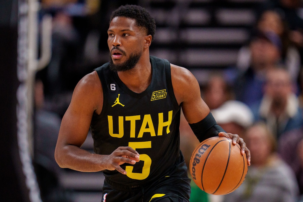 (Trent Nelson  |  The Salt Lake Tribune) Utah Jazz guard Malik Beasley (5) as the Utah Jazz host the New York Knicks, NBA basketball in Salt Lake City on Tuesday, Nov. 15, 2022.