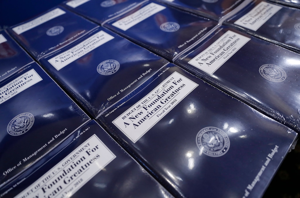 (Pablo Martinez Monsivais | AP) Copies of President Donald Trump's fiscal 2018 federal budget are laid out ready for distribution on Capitol Hill in Washington, Tuesday, May 23, 2017.