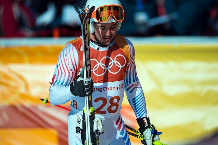 (Chris Detrick  |  The Salt Lake Tribune)  USA's Jared Goldberg competes in the Men's Alpine Combined at Jeongseon Alpine Centre during the Pyeongchang 2018 Winter Olympics Tuesday, February 13, 2018.  Goldberg finished in 36th place with a time of 2:22.88.