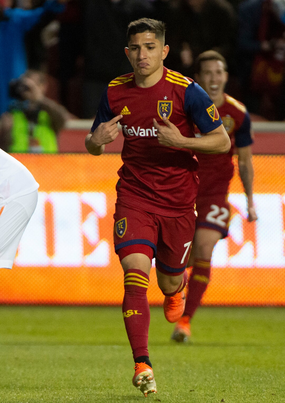 (Rick Egan  |  The Salt Lake Tribune).  Real forward Jefferson Savarino (7) reacts after scoring the winning goal for Salt Lakel, in MLS soccer action between Real Salt Lake and Atlanta United at Rio Tinto Stadium in Sandy, Friday, May 24, 2019.