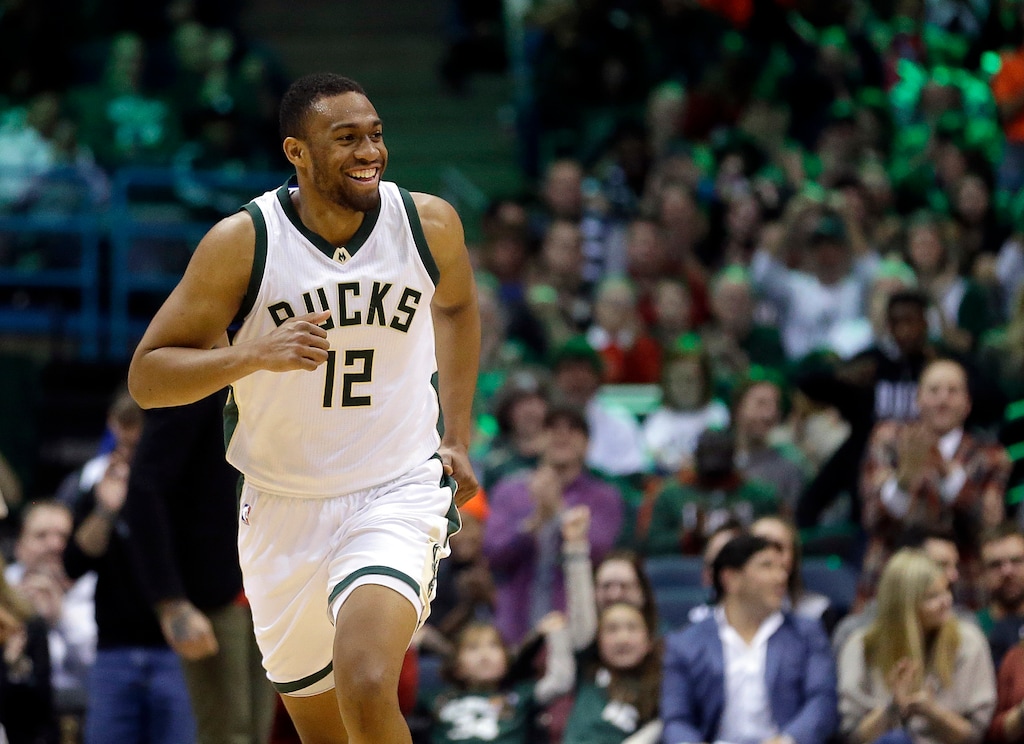 FILE - In this Dec. 23, 2016, file photo, Milwaukee Bucks' Jabari Parker smiles during the first half of an NBA basketball game against the Washington Wizards in Milwaukee. Parker hopes he can become a better player when he returns from his second left ACL injury in three seasons. (AP Photo/Aaron Gash, File)