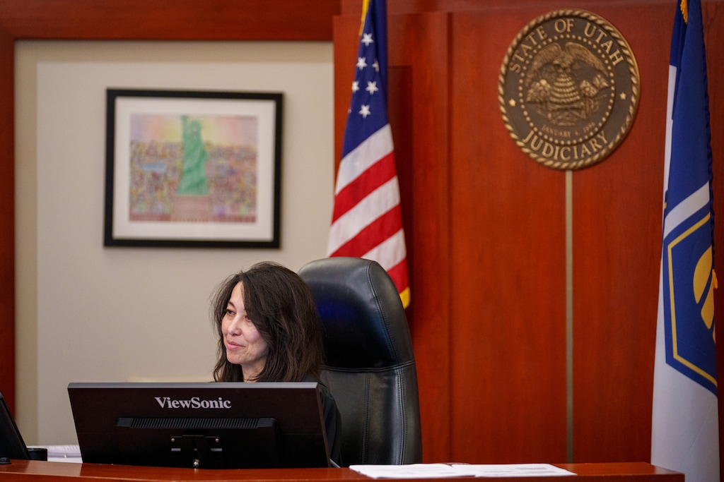 (Trent Nelson  |  The Salt Lake Tribune) Judge Dianna Gibson holds a hearing on Utah’s congressional maps process, in Salt Lake City in August. Gibson will be hearing arguments over competing boundary maps.