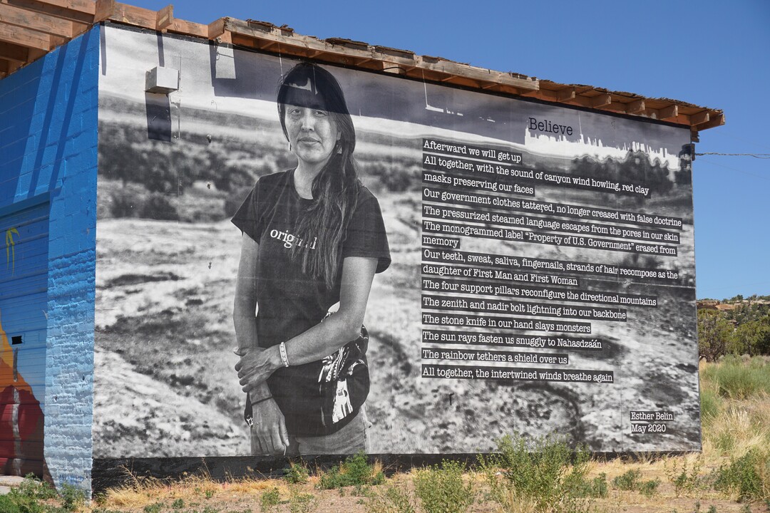 (Zak Podmore | The Salt Lake Tribune) A mural by street artist jetsonorama on the Navajo Nation west of Kayenta, Ariz.