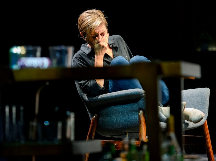 (Steve Griffin  |  The Salt Lake Tribune)  Tessa Auberjonois, as Jodie, during the last preview rehearsal of Neil LaBute's "How to Fight Loneliness," making its world premiere at the Utah Shakespeare Festival's Anes Theater on the SUU campus in Cedar City.