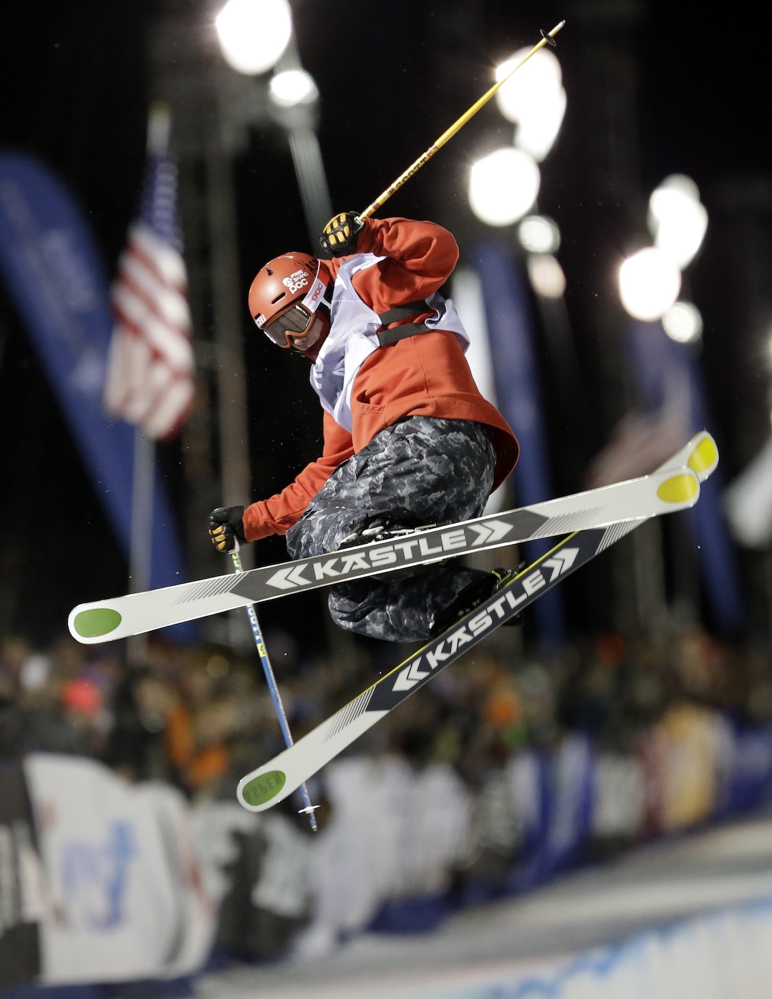 Alex Ferreira, of France, competes during the men's U.S. Grand Prix freestyle halfpipe skiing event Friday, Jan. 17, 2014, in Park City, Utah. Alex Ferreira came in second place. (AP Photo/Rick Bowmer) 