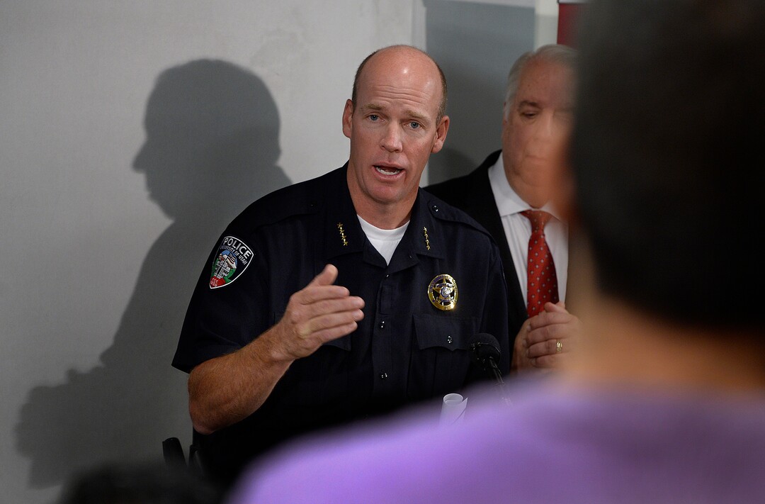 (Scott Sommerdorf   |  The Salt Lake Tribune)   Dale Brophy, University Chief of Police, and director of public safety speaks at a press conference held at the U of U Medical Center regarding policy changes resulting from the arrest of nurse Alex Wubbels, Monday, September 4, 2017. 
