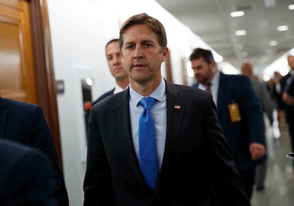 FILE - In this Sept. 27, 2018, file photo, Sen. Ben Sasse, R-Neb., walks on Capitol Hill in Washington. (AP Photo/Carolyn Kaster, File)