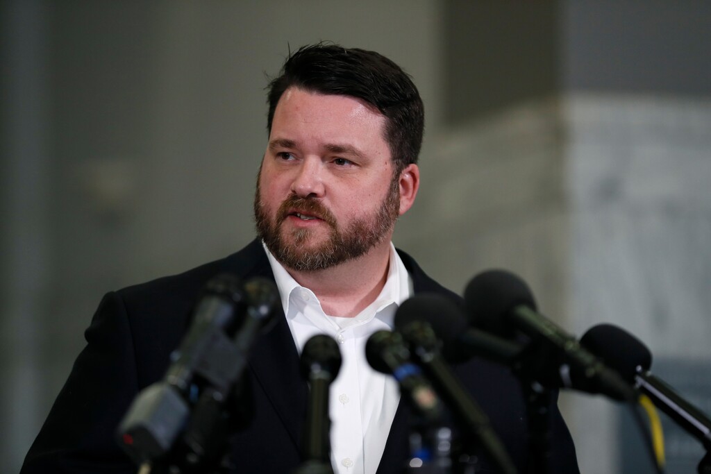 (Charlie Neibergall | AP) Iowa Democratic Party chairman Troy Price speaks to members of the media during a news conference, Monday, Feb. 10, 2020, in Des Moines, Iowa.