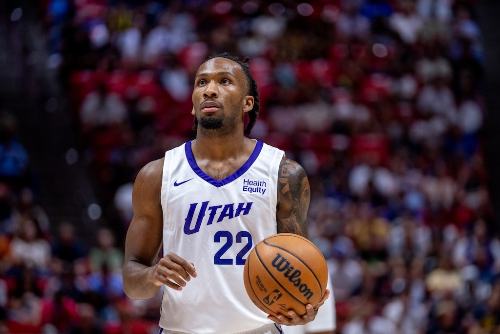 (Trent Nelson  |  The Salt Lake Tribune) Utah Jazz guard Darryn Peterson (22) as the Utah Jazz face the Atlanta Hawks in a Salt Lake City Summer Leauge basketball game on Tuesday, June 30, 2026