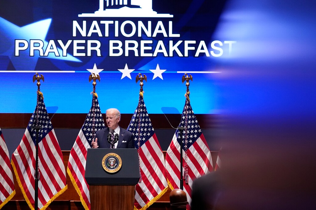 (Patrick Semansky | The Associated Press)President Joe Biden speaks at the National Prayer Breakfast, Thursday, Feb. 3, 2022, on Capitol Hill in Washington.