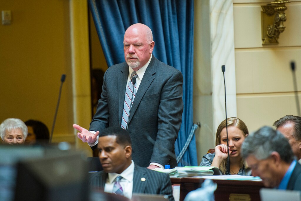 Chris Detrick  |  The Salt Lake TribuneSen. Howard A. Stephenson (R-Salt Lake) speaks on SB 72 during the morning session at the Utah State Capitol Wednesday February 4, 2015.   