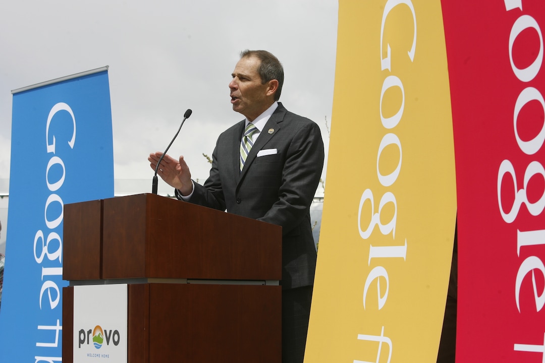 (Rick Egan  |  Tribune file photo)  Provo Mayor John Curtis, says a few words after announcing that Provo will become one of Google's Fiber Optic cities, Wednesday, April 17, 2013.
