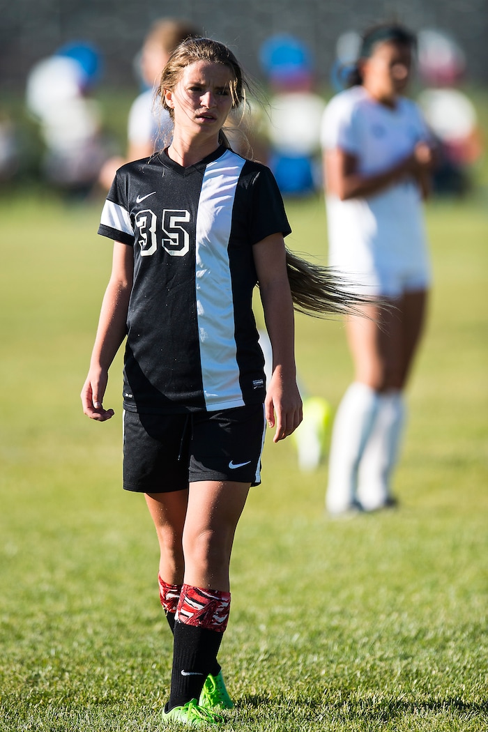 (Chris Detrick | The Salt Lake Tribune) Syracuse's Caroline Stringfellow (35) during the game at Fremont High School Thursday, October 5, 2017.