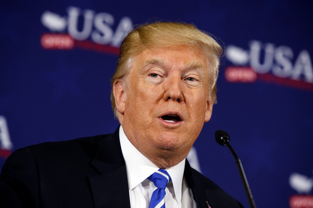President Donald Trump speaks during a roundtable discussion on tax policy, Thursday, April 5, 2018, in White Sulphur Springs, W.Va. (AP Photo/Evan Vucci)