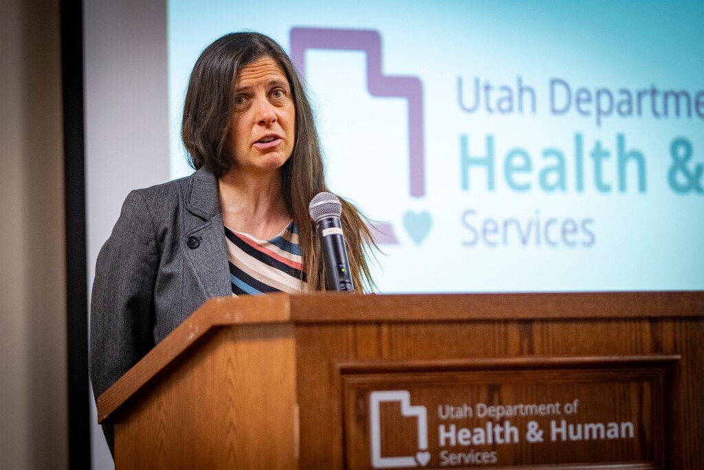 (Rick Egan | The Salt Lake Tribune) Dr. Leisha Nolen, state epidemiologist,  gives an update  the fifth verified case of measles in Utah on Thursday, June 26, 2025.