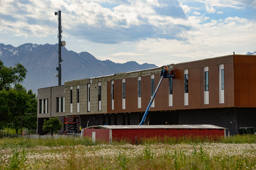 (Francisco Kjolseth  |  The Salt Lake Tribune)  Work continues on the new homeless resource center at 3380 S. 1000 West in South Salt Lake, located next to the Jordan River Parkway on Thursday, June 13, 2019.