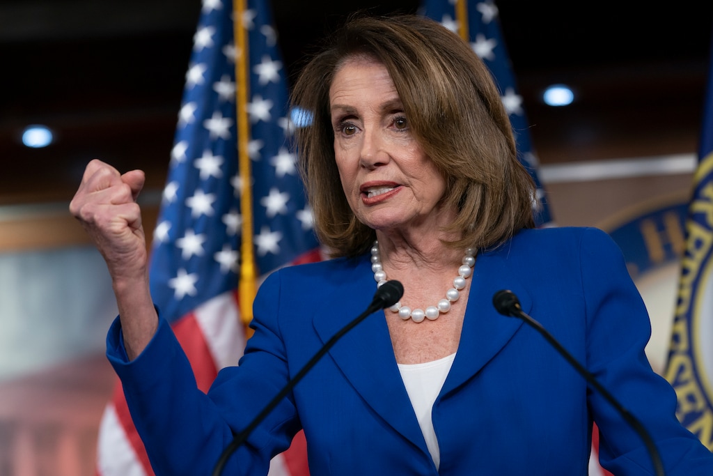House Speaker Nancy Pelosi heaps scorn on Attorney General William Barr, saying his letter about special counsel Robert Mueller's report was "condescending," after Barr concluded there was no evidence that President Donald Trump's campaign "conspired or coordinated" with the Russian government to influence the 2016 election, during a news conference on Capitol Hill in Washington, Thursday, March 28, 2019. Pelosi also defended House Intelligence Committee Chairman Adam Schiff, who faced calls Thursday from Republicans to resign over his comments that there was significant evidence the president and his associates conspired with Russia. (AP Photo/J. Scott Applewhite)