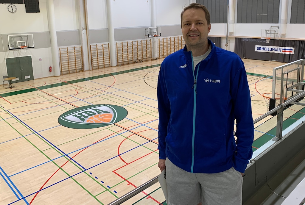 (Eric Walden | The Salt Lake Tribune) Ex-University of Utah star Hanno Möttölä, now an assistant coach for the Finland men's national basketball team and head coach at the Helsinki Basketball Academy, stands near the old HBA court where Utah Jazz forward Lauri Markkanen played for two years.