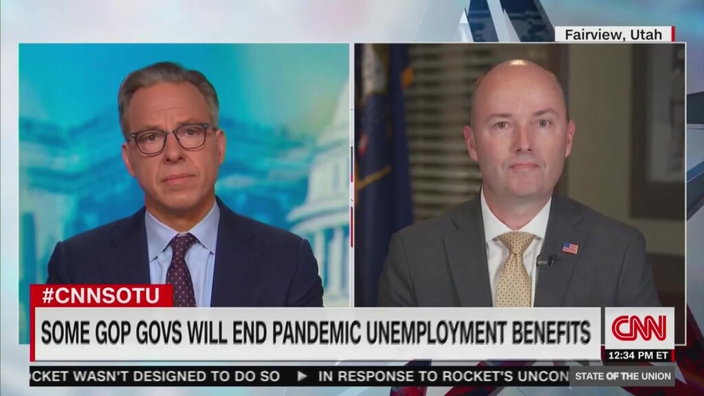 (Screengrab via Grabien) Utah Gov. Spencer Cox appears on CNN's State of the Union - 05/09/2021