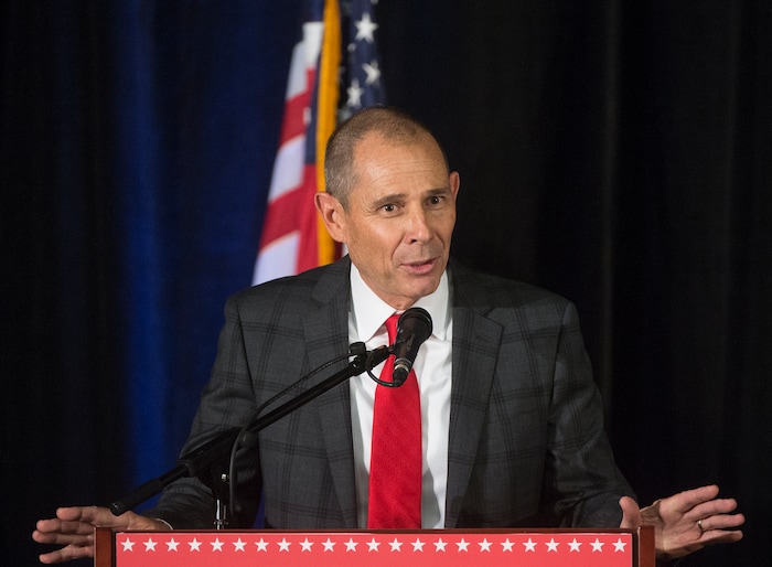 Leah Hogsten | The Salt Lake Tribune
3rd District primary candidate Provo Mayor John Curtis fields questions during The Salt Lake Tribune-Hinckley Institute of Politics debate, July 28, 2017, at the Utah Valley Convention Center in Provo. The primary will be held Aug. 15.