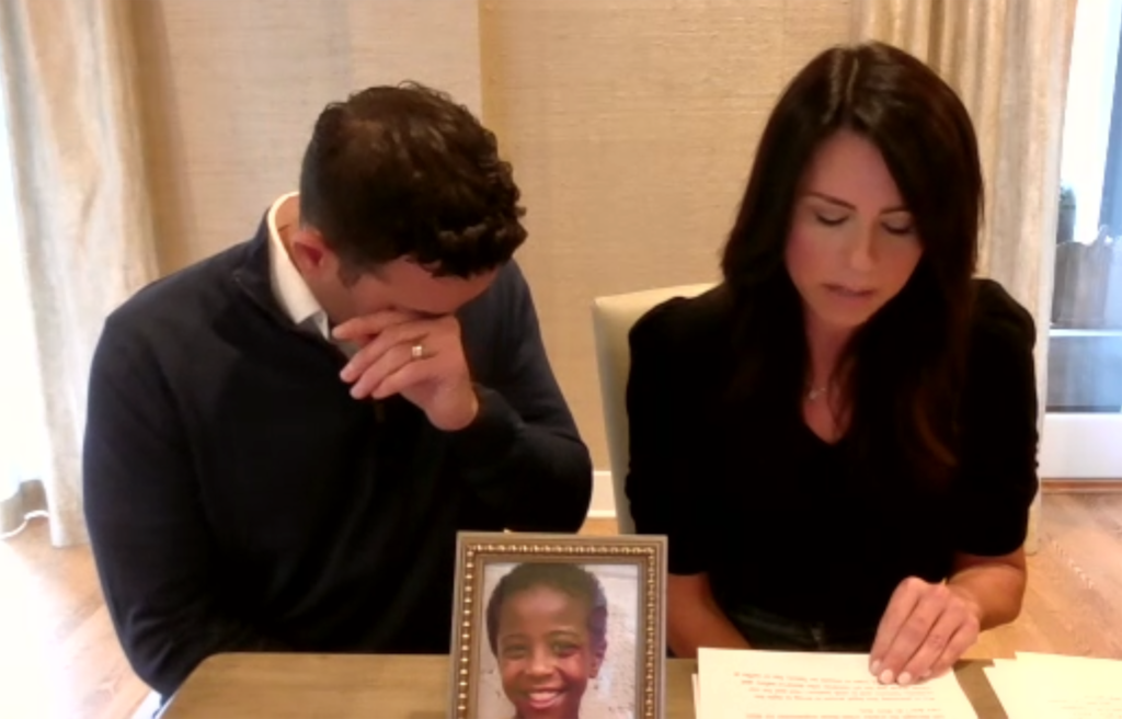 (Zoom) Joshua and Kathryn Silvers read a statement during a news conference Monday, Nov. 18, 2024. The Silvers last week sued Discovery Ranch Academy, saying its negligence led to the death of their son, Biruk.