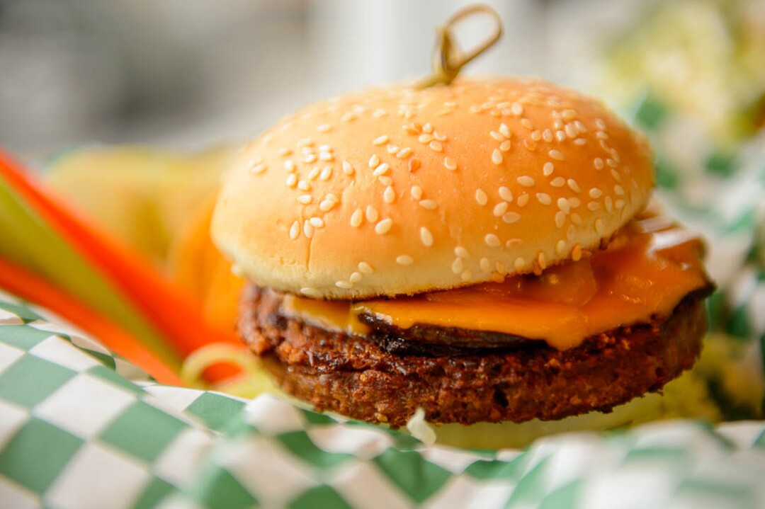 (Trent Nelson | The Salt Lake Tribune)  The Cowspiracy Burger at Lil Lotus, a new vegan/vegetarian restaurant in Sugar House, Salt Lake City on Tuesday Dec. 11, 2018.