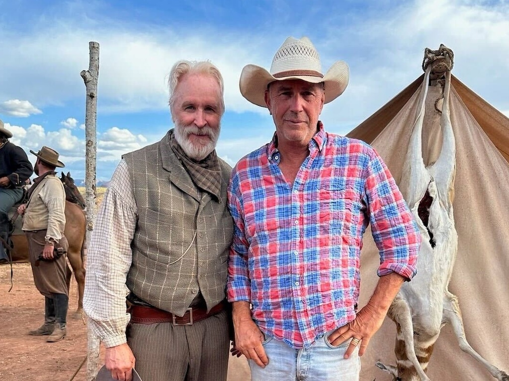 (Alex Nibley) Utah actor Alex Nibley, left, with director/actor Kevin Costner on the set of "Horizon: An American Saga." Nibley plays a supporting character, Martin Pine, in the Western epic, the first two chapters of which were filmed last year in southern Utah.