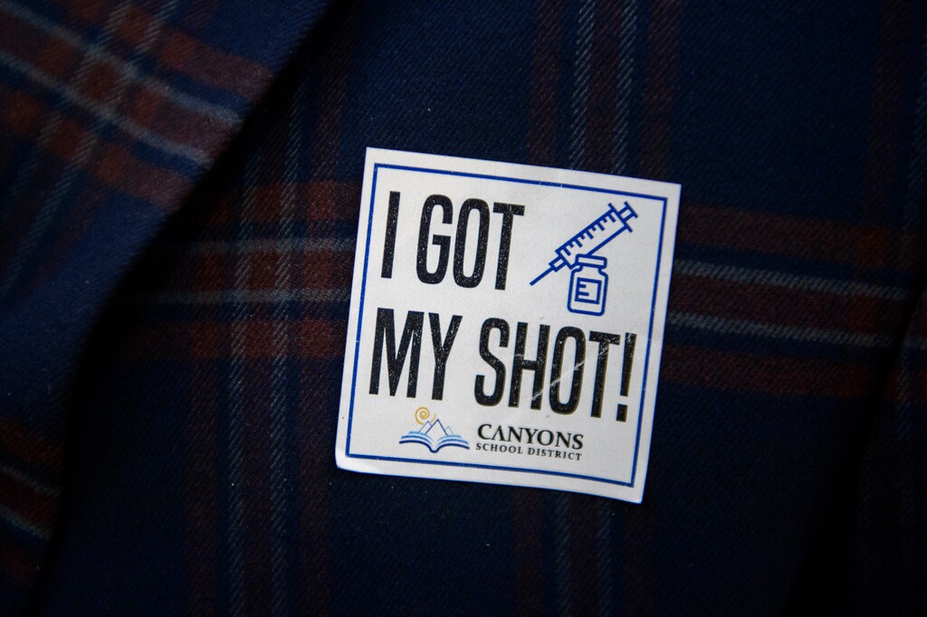 (Trent Nelson | The Salt Lake Tribune) Teachers and staff of the Canyons School District received their second shots of the Moderna vaccine at Mount Jordan Middle School in Sandy on Thursday, March 11, 2021.