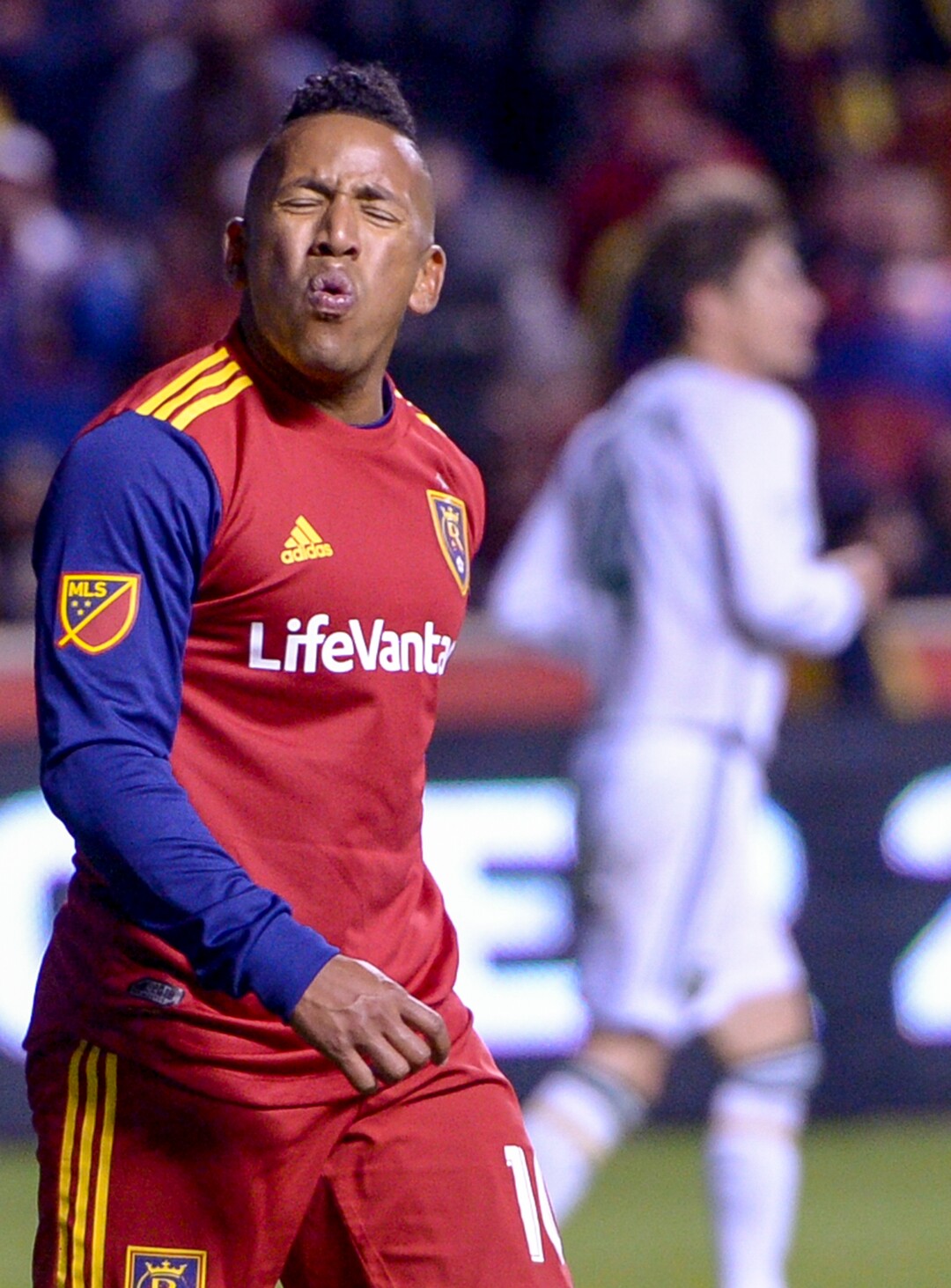Leah Hogsten  |  The Salt Lake Tribune  Real Salt Lake forward Joao Plata (10) reacts to a missed opportunity to score. Portland Timbers defeated Real Salt Lake 4-1 at Rio Tinto Stadium in Sandy, Saturday, Oct. 6, 2018.