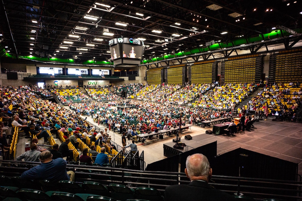 (Trent Nelson | Tribune file photo)  The Utah Republican Party's 2019 Organizing Convention at Utah Valley University in Orem on May 4, 2019.