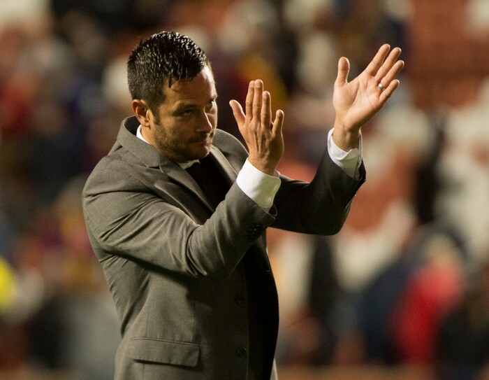 Rick Egan  |  The Salt Lake Tribune)        Real Salt Lake head coach Jeff Cassar, claps for the crowd, after after Real Salt Lake defeated Vancouver Whitecaps 2-0, in MLS action at Rio Tinto Stadium, Saturday, April 7, 2018.


