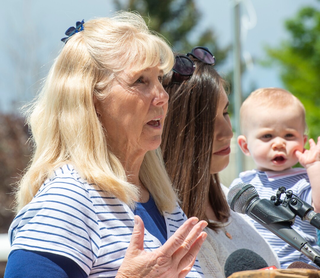 (Rick Egan  |  The Salt Lake Tribune)    Chris Miles talks about how she nearly lost her 2-year-old grandson Nathan Miles, to an accidental drowning, during a news conference at the Jewish Community Center  to promote summer water safety, Friday May 31, 2019